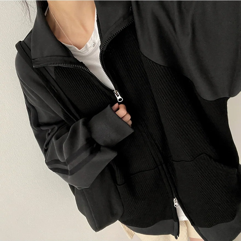 Waffle Two Tone Mix Nagrang Track Zip-Up