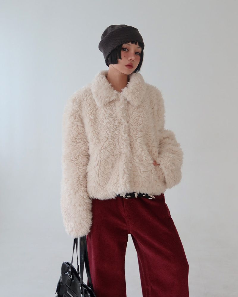 Corduroy long wide pants