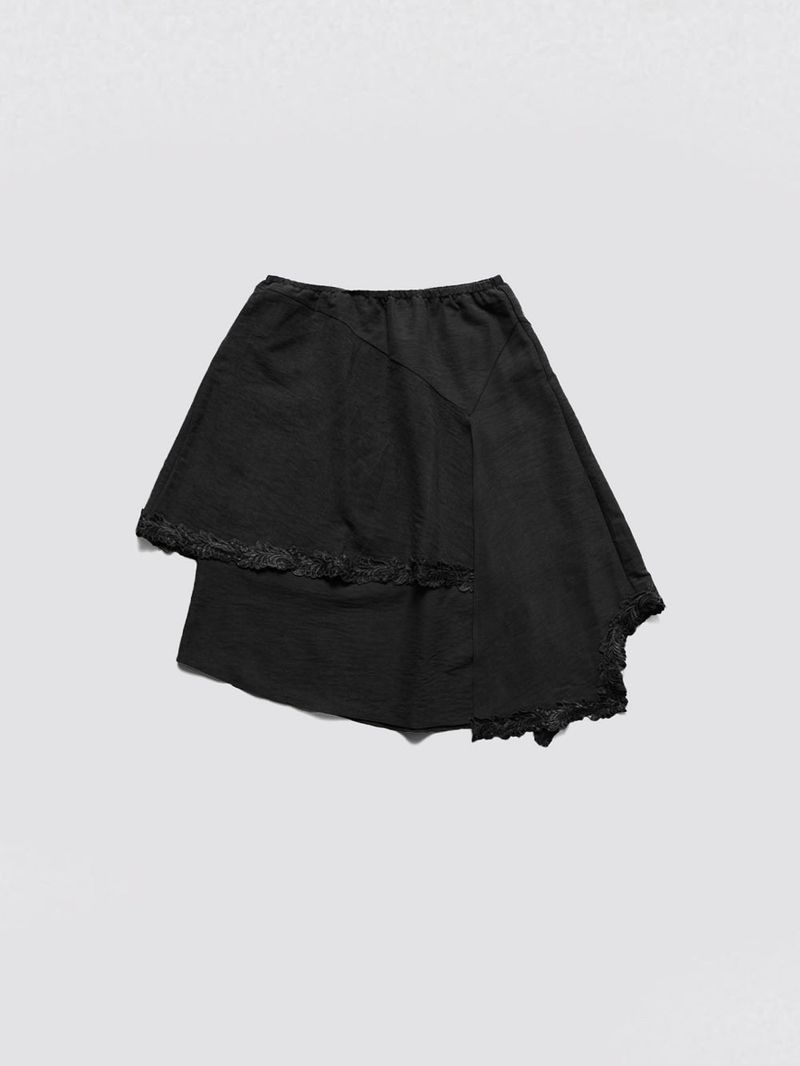 HOPESMORE(ホープスモア)の「Unbalanced Lace Midi Skirt_Balck(Skirts)」
