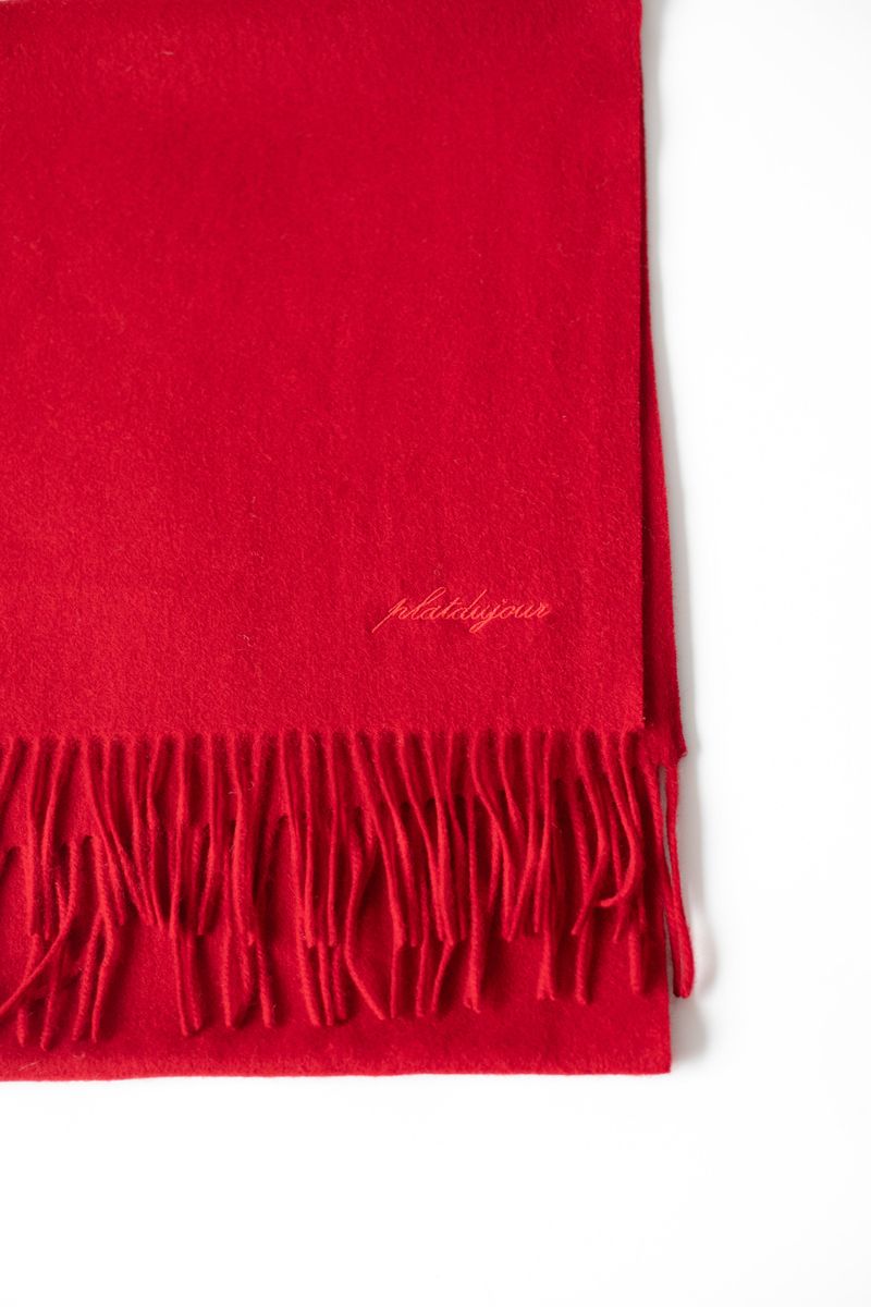 Fringe wool muffler (Red)