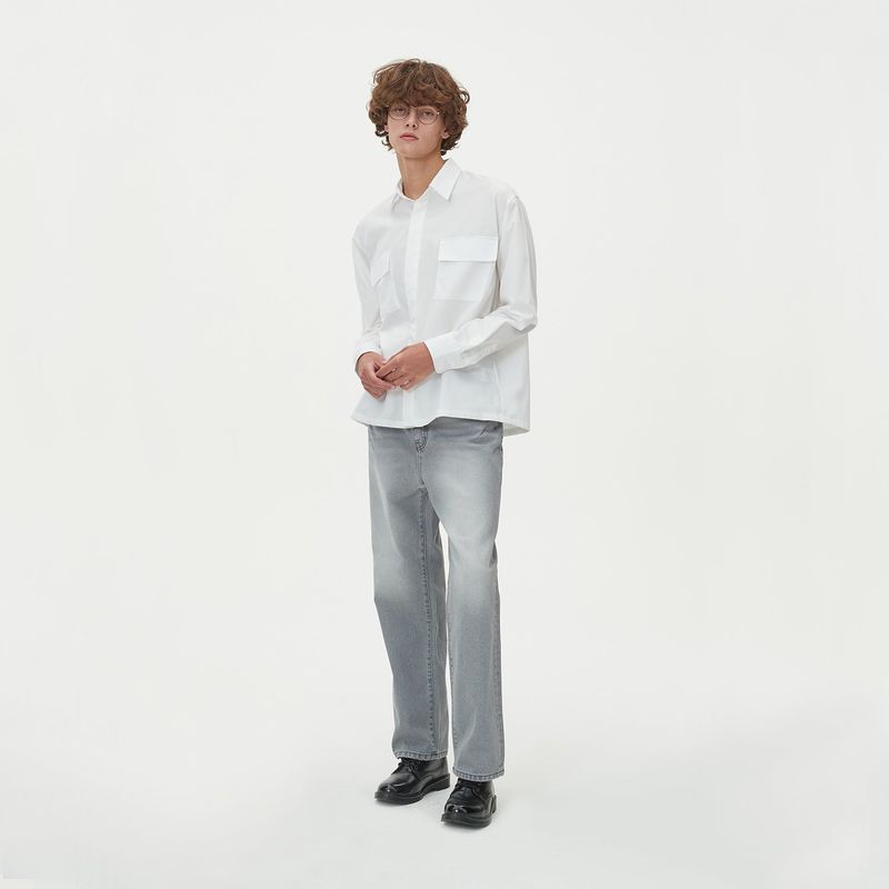 TWO POCKET HIDDEN BUTTONS SHIRTS_IVORY
