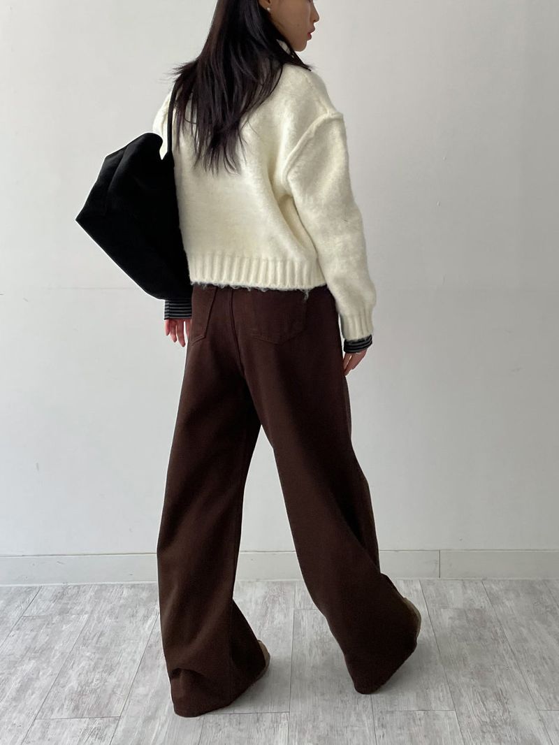 Reverse Two-Way Crop Knit Zip-Up