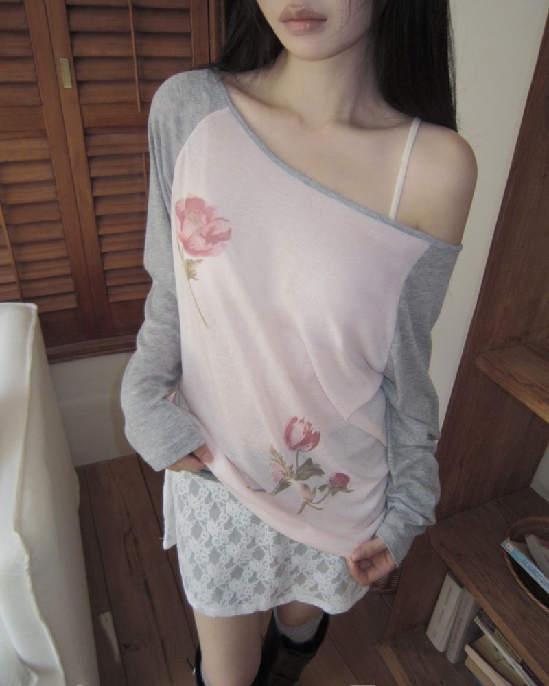 イフフローラルロングスリーブTシャツ