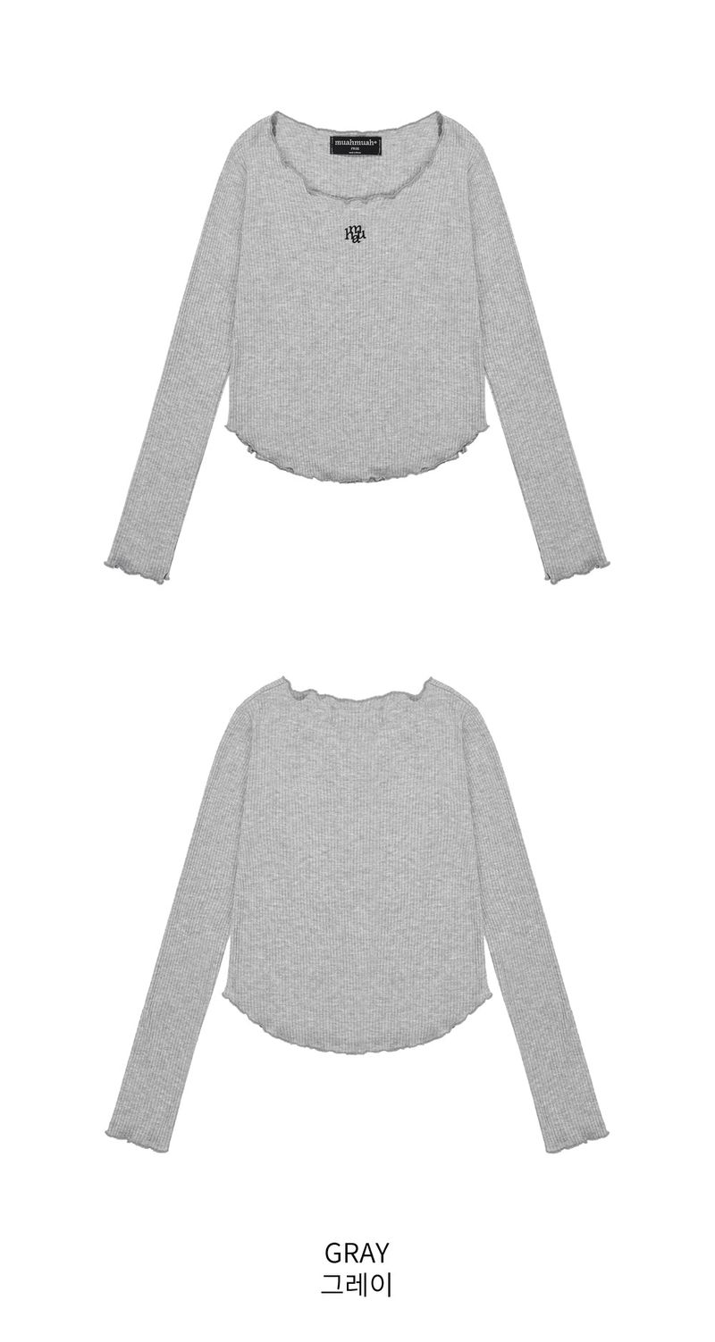 STITCH FRILL U-NECK LONG SLEEVE