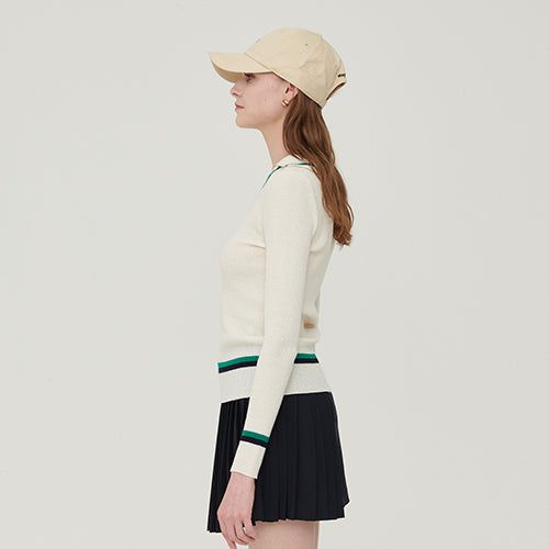 Line ribbed collar knit