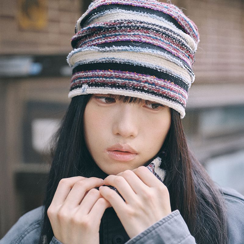 kiibi（キイビ）の「ボホストライプビーニー パープル（帽子）」