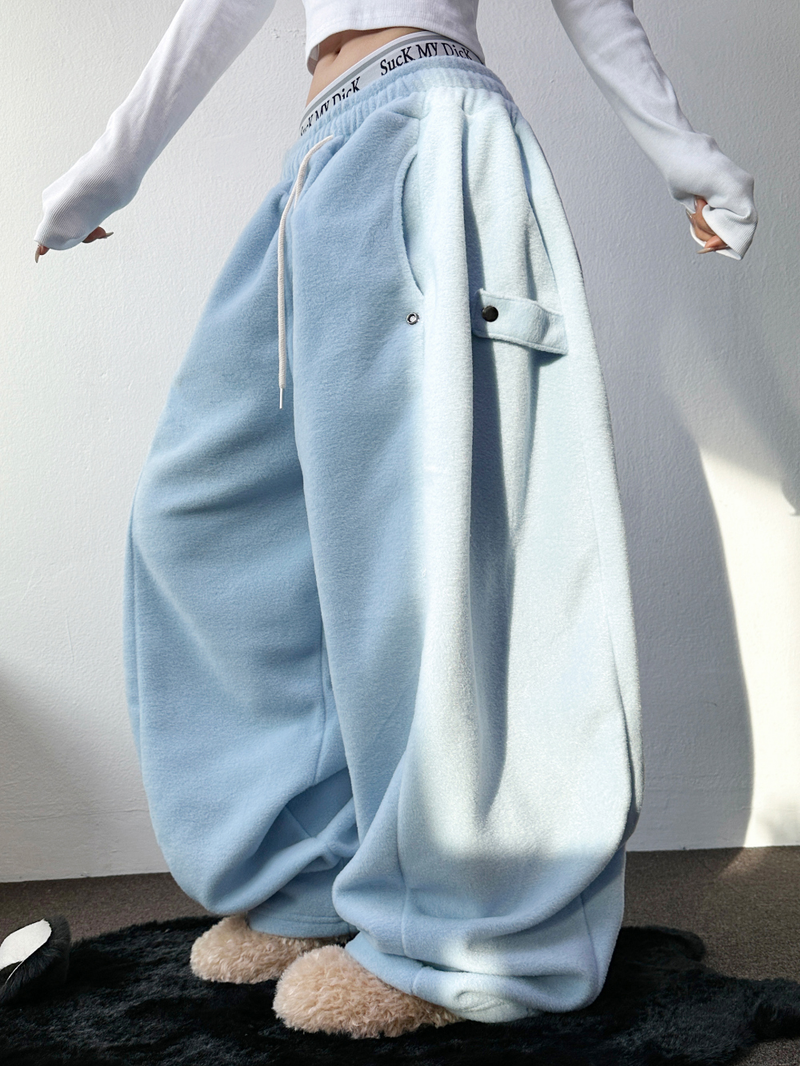 BOTH-SIDES FLEECE SNAP LONG PANTS 🧸🩵🤍6COLOR