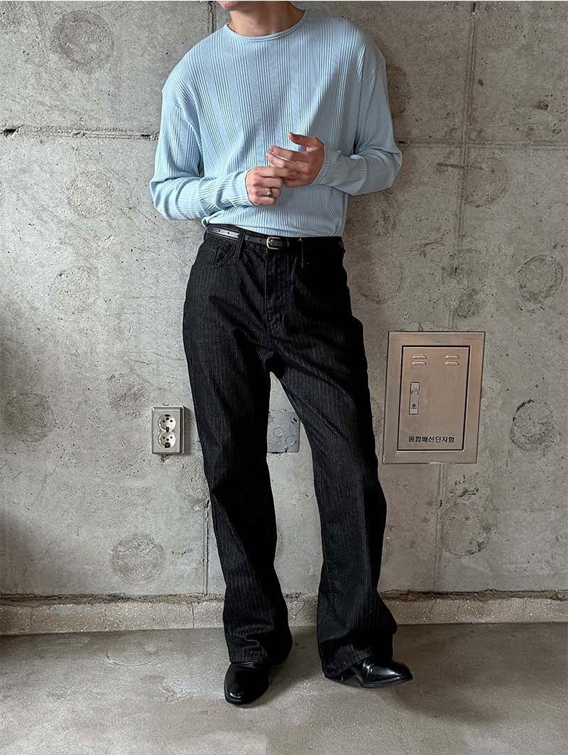 Irrregular rib slim long sleeves(5color)