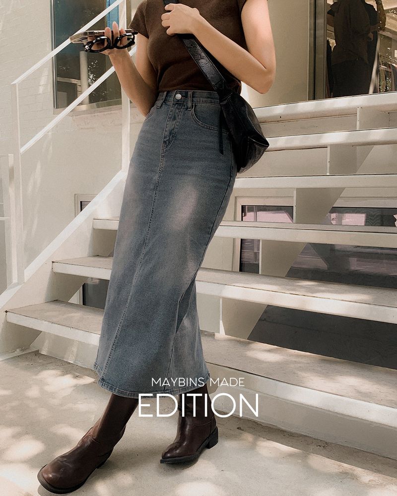 [MADE] Halfi denim long skirt