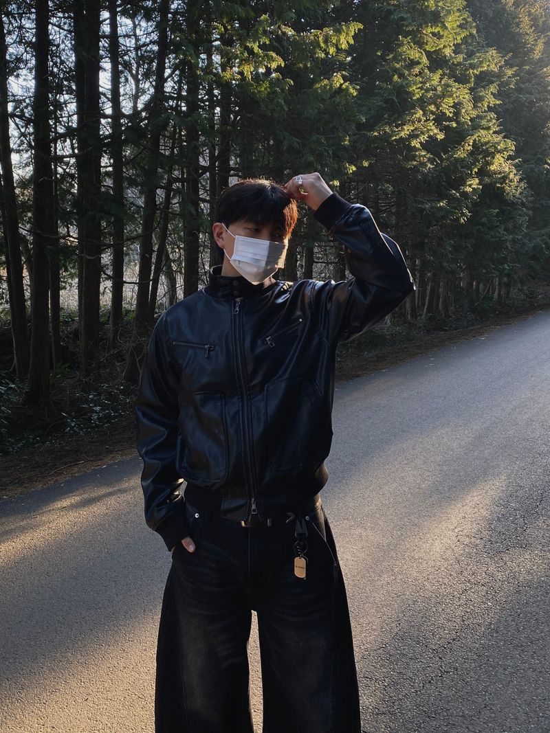 Claude High-Neck Cropped Leather Jacket 2C