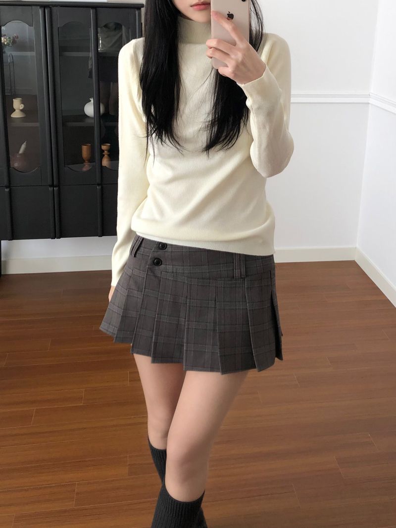 Checkered Micro Pleats Mini Skirt (2 colors)