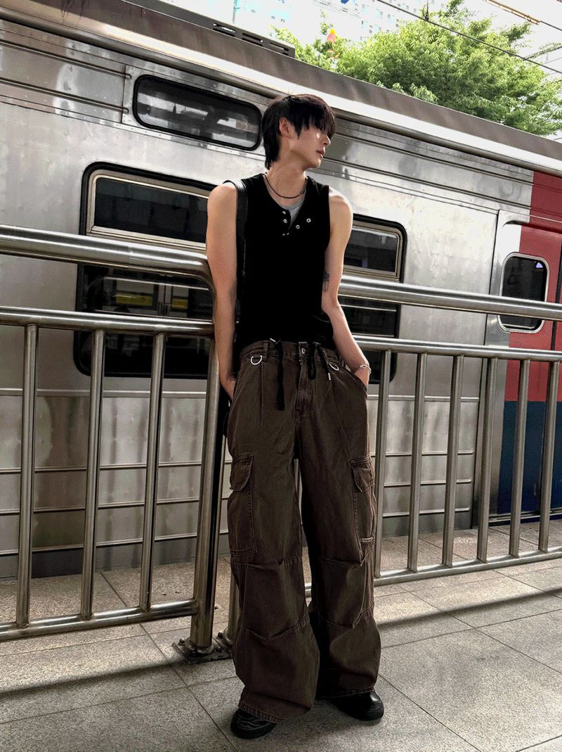 Pinter Aesthetic Raw Denim Keyring Cargo Pants