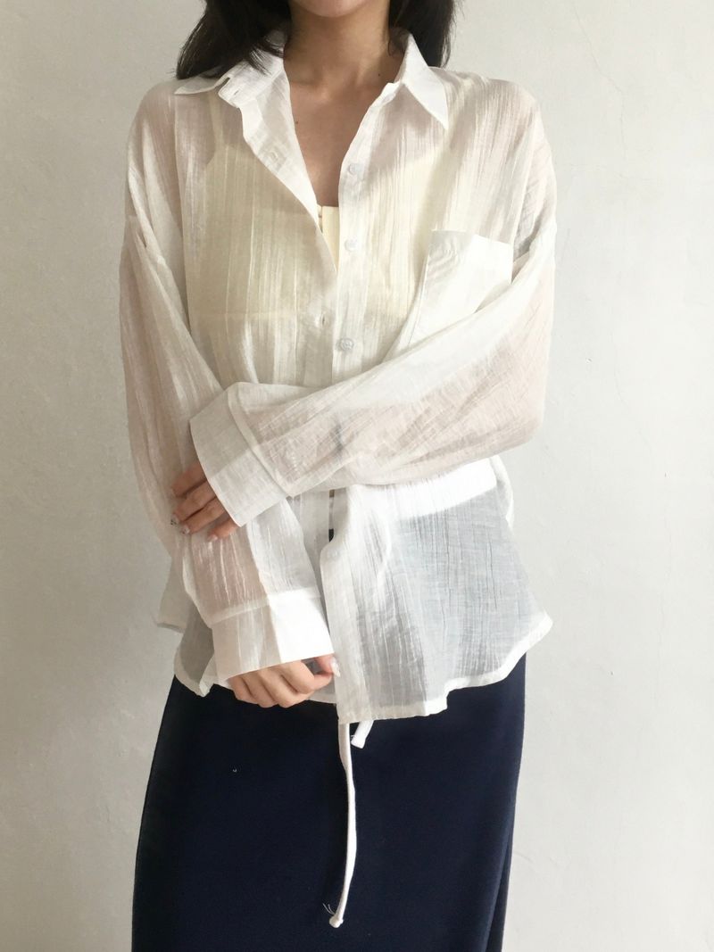 Airy Shell See-Through Shirt (7c)
