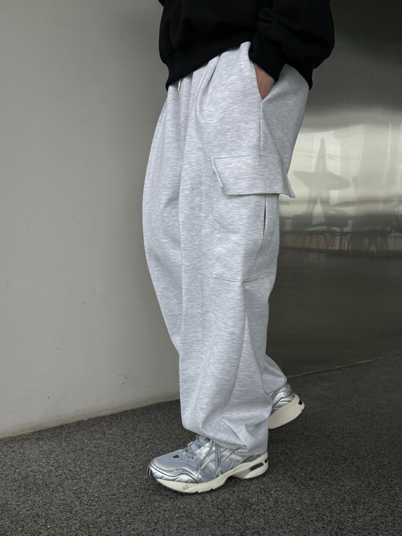 Snap cargo wide sweatpants