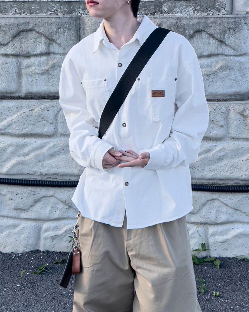 Drain Patch Work Shirt Jacket