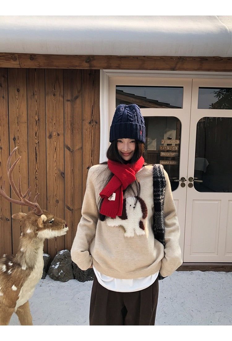 brown flower wool fleece zip-up
