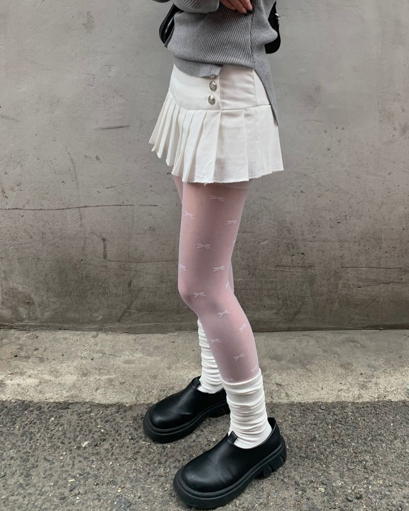 Button pleated skirt pants