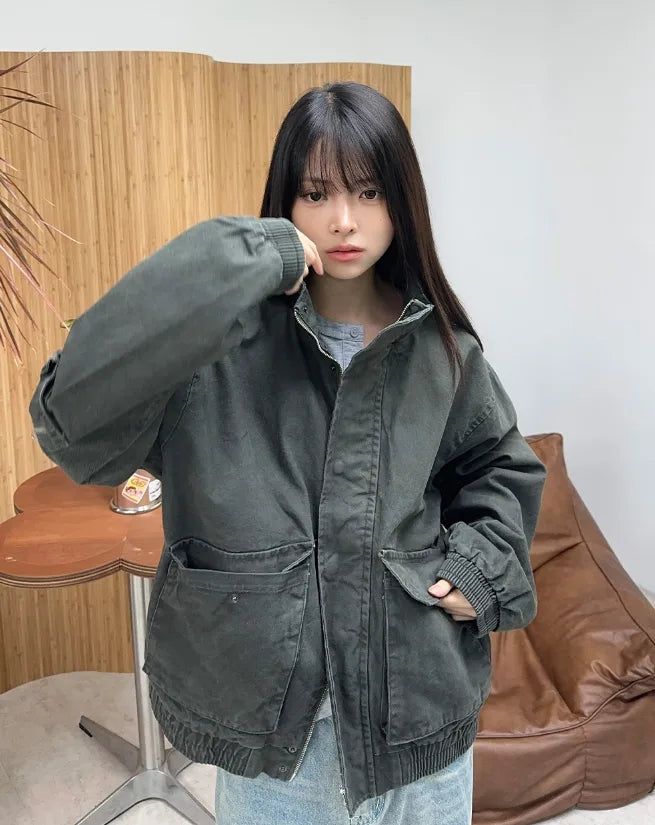 Denz Washed High-Neck Field Jacket