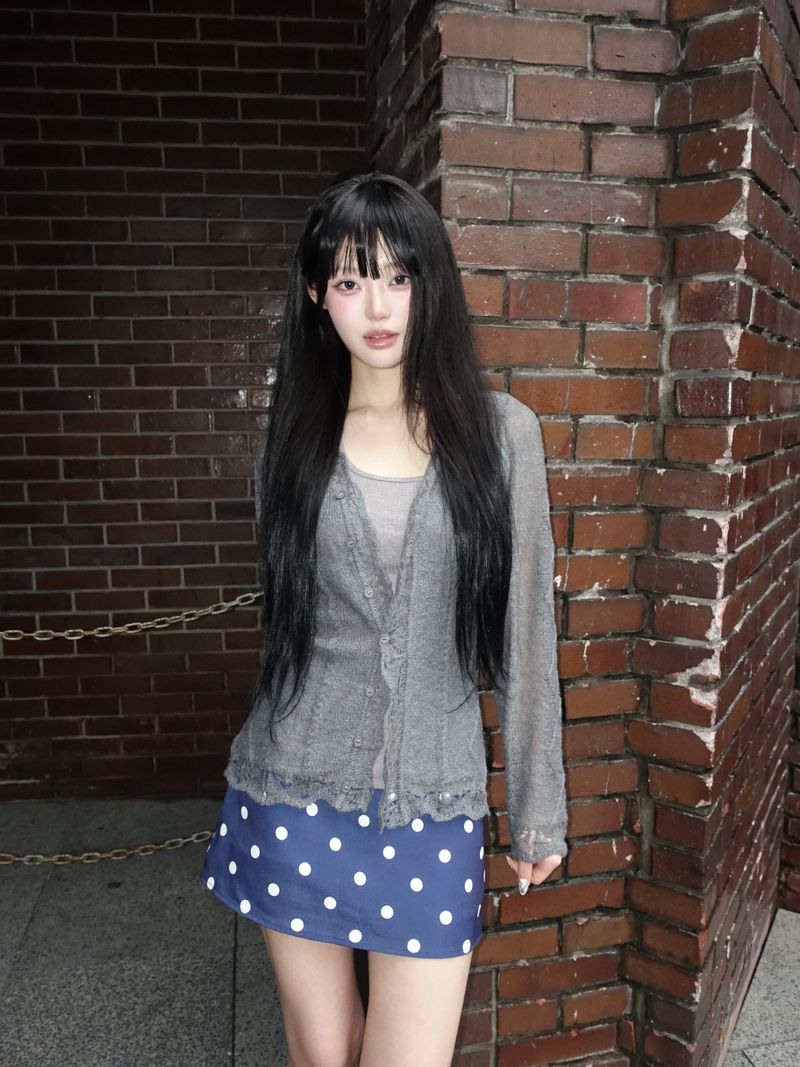 dot mini skirt