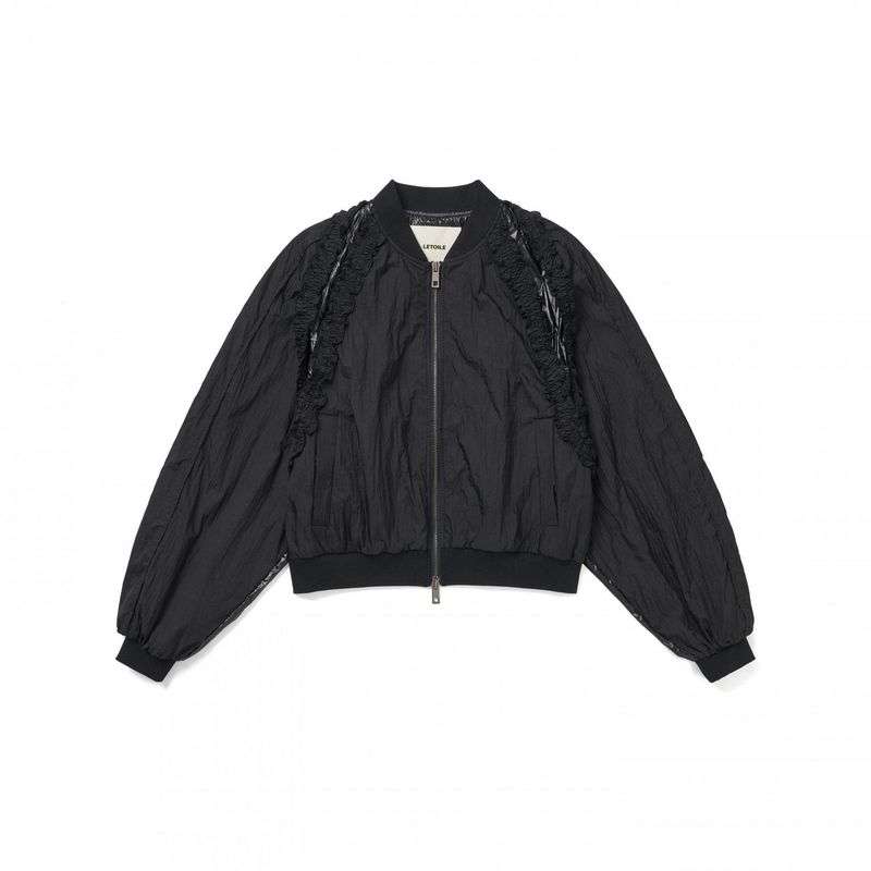 SHOULDER SHIRRING ZIP UP 2 COLOR(LEBSSJP5168)