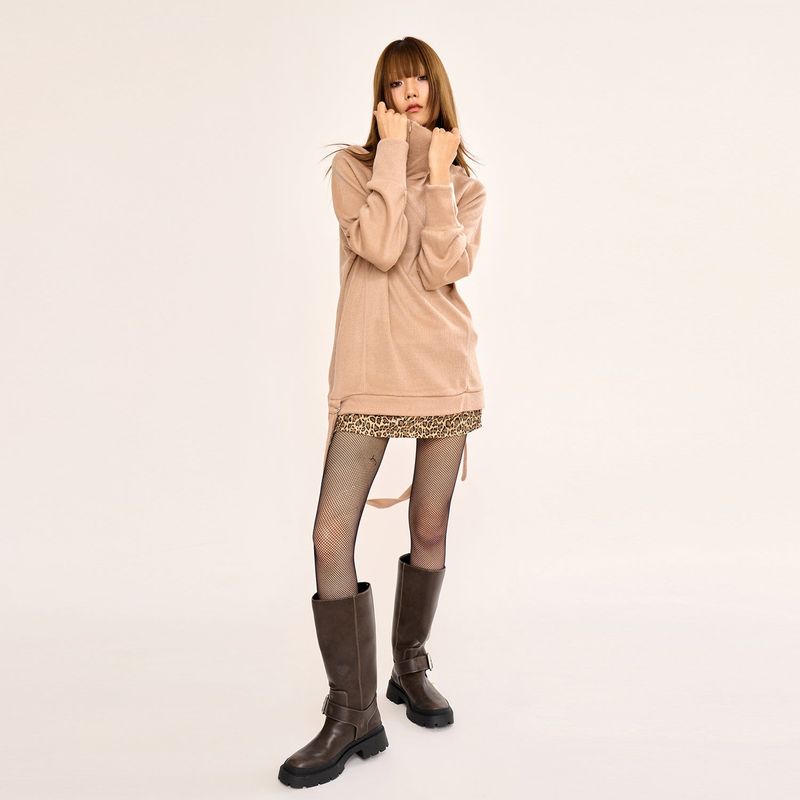 Hairy Zipslit Pullover - Camel