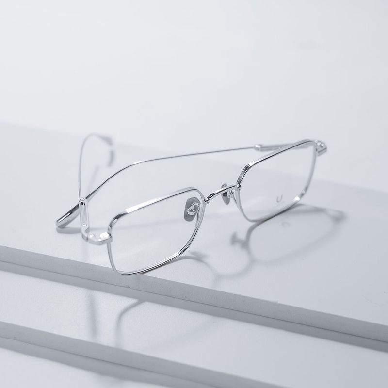 Knouun Square titanium glasses CODE. 102. D Silver