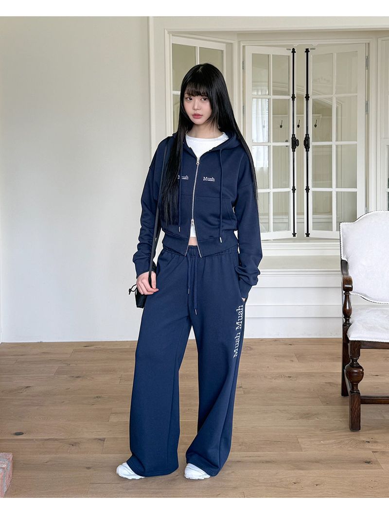 [SET] REGULAR FIT HOOD ZIPUP PANTS SET UP