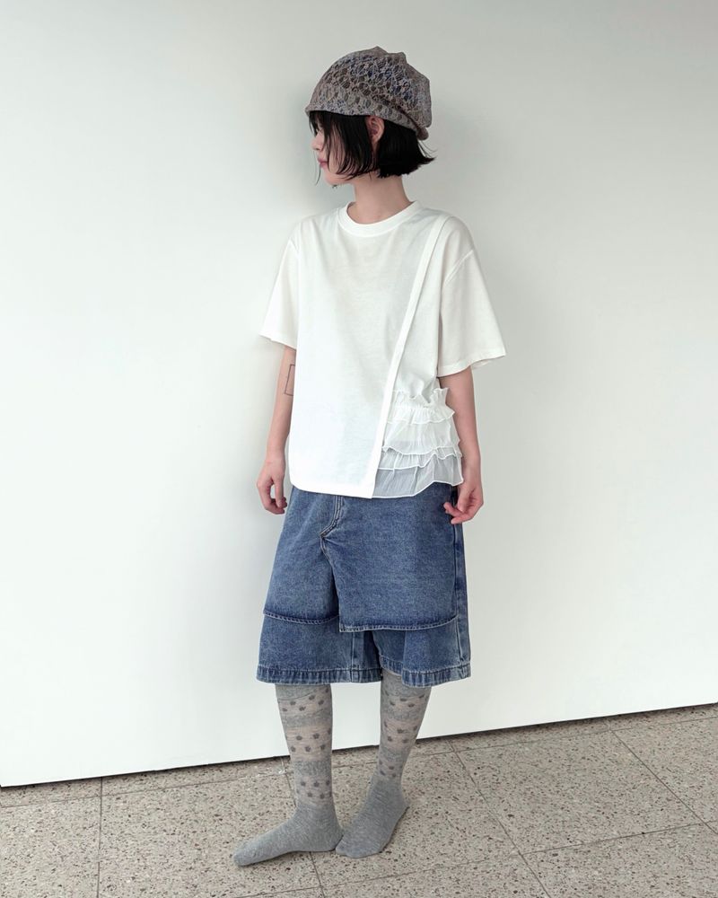 ラッフル エッジ Tシャツ (2colors)