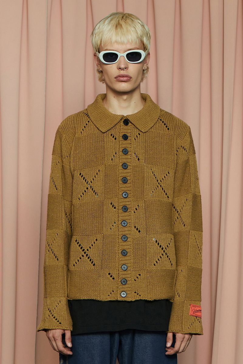 UNALLOYED（アナロイド）の「BUTTON ARGYLE KNIT JACKET / OLIVE（Jackets/Outerwear）」