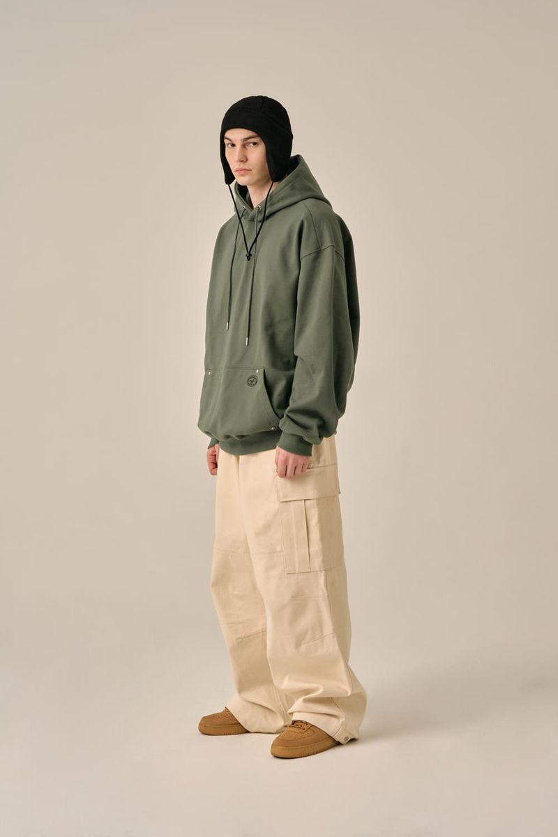 OVERSIZED MINI LOGO HOOD - KHAKI