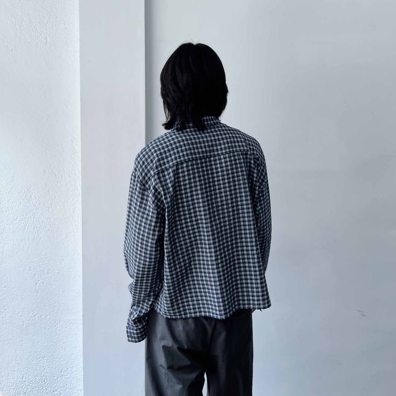 Retro Gradient Check Cropped Shirt