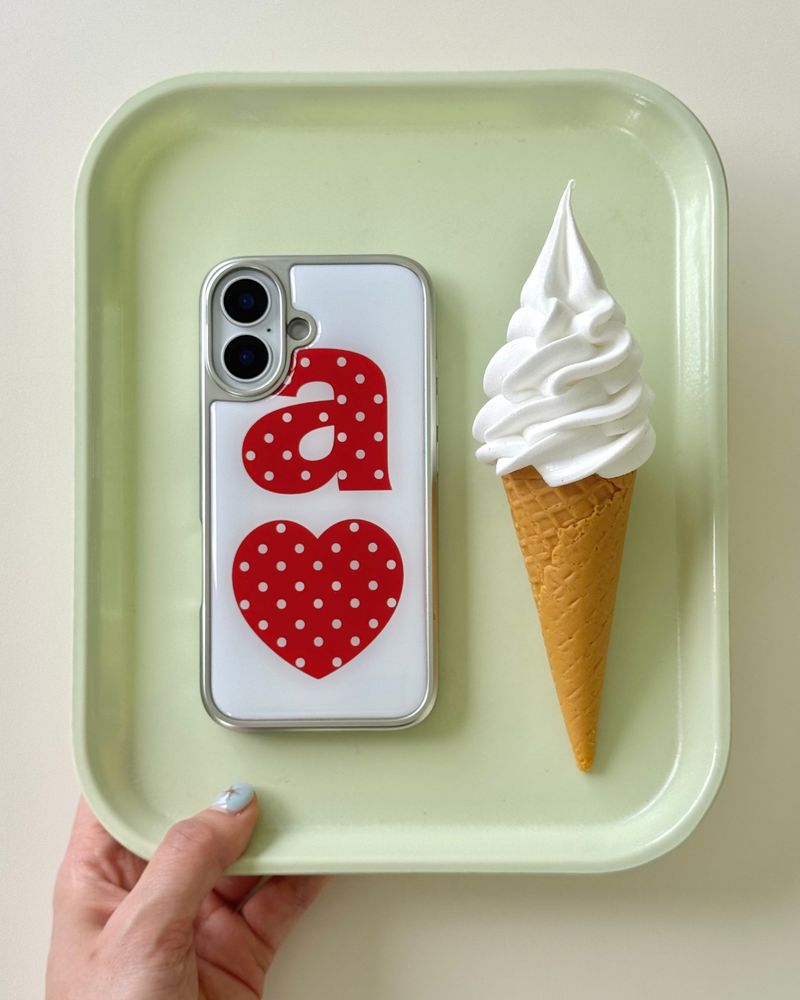 RED DOTTY LOVE WHITE Silver Epoxy Case