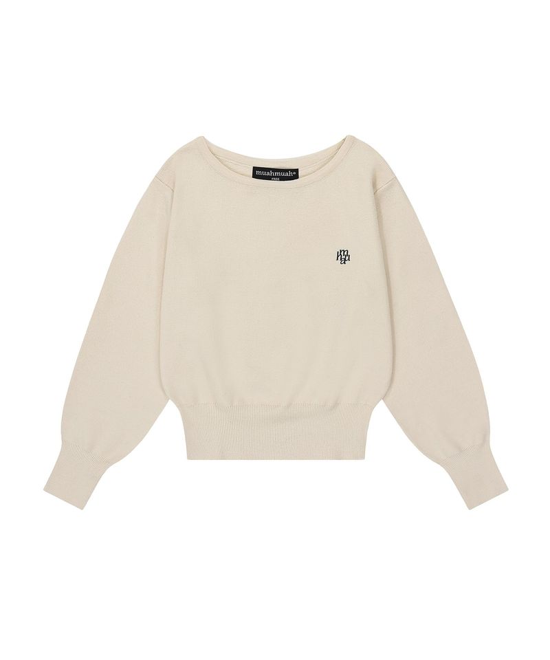 STITCH LOGO SOFT BOATNECK KNIT