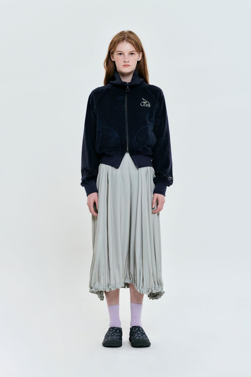 CHERRY TERRY HIGH NECK ZIP UP [DARK NAVY]