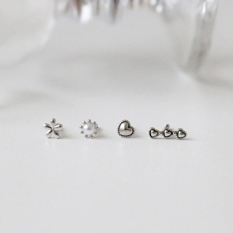 [4 set] mini heart ball piercing set