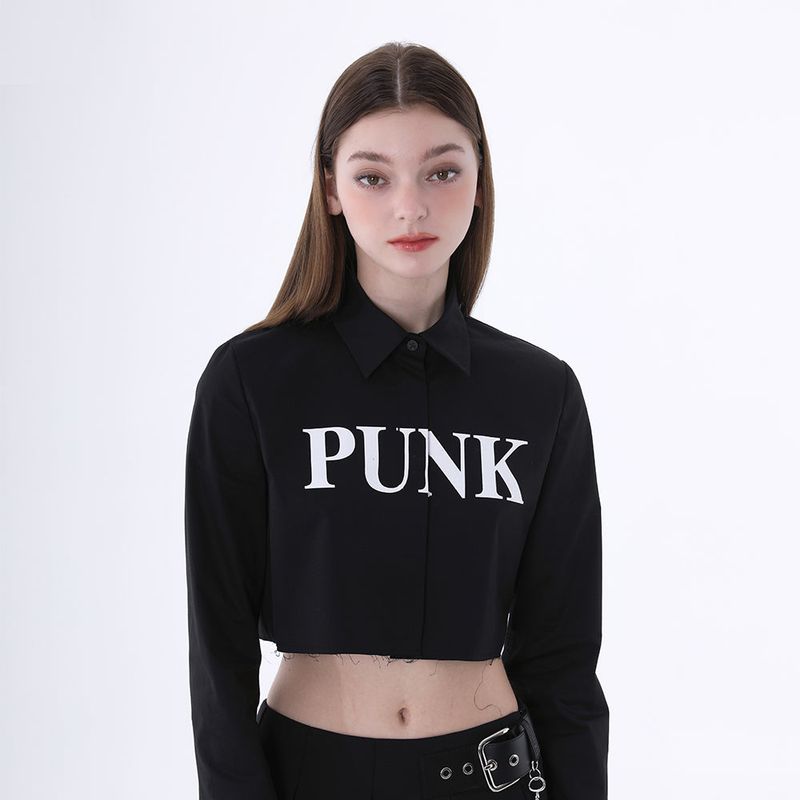 CLUT STUDIO(クラットスタジオ)の「0 1 punk crop shirt - BLACK(Tops)」