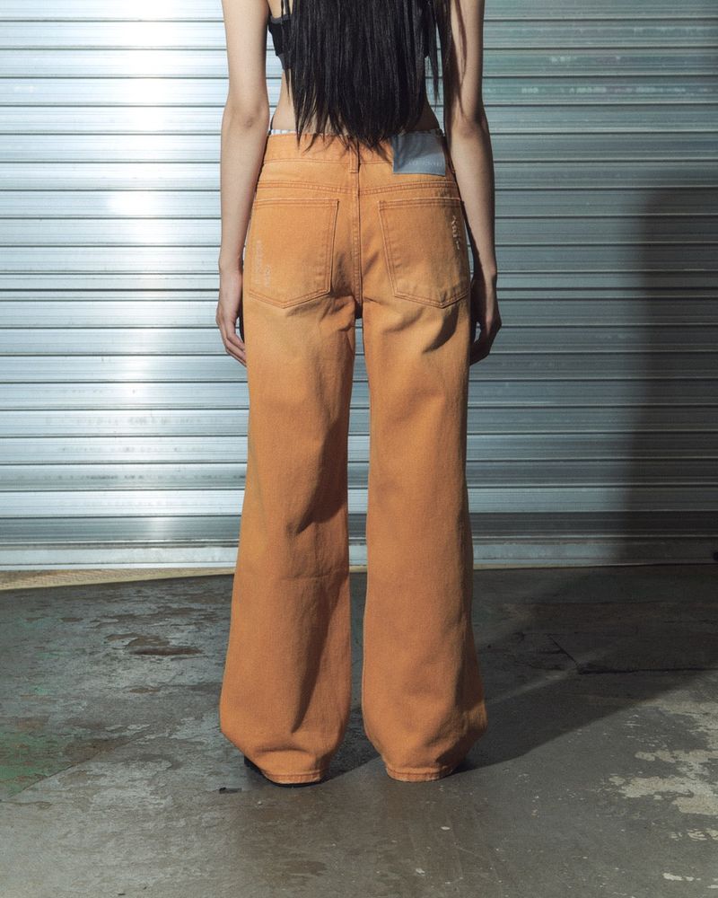 damage denim pt - orange