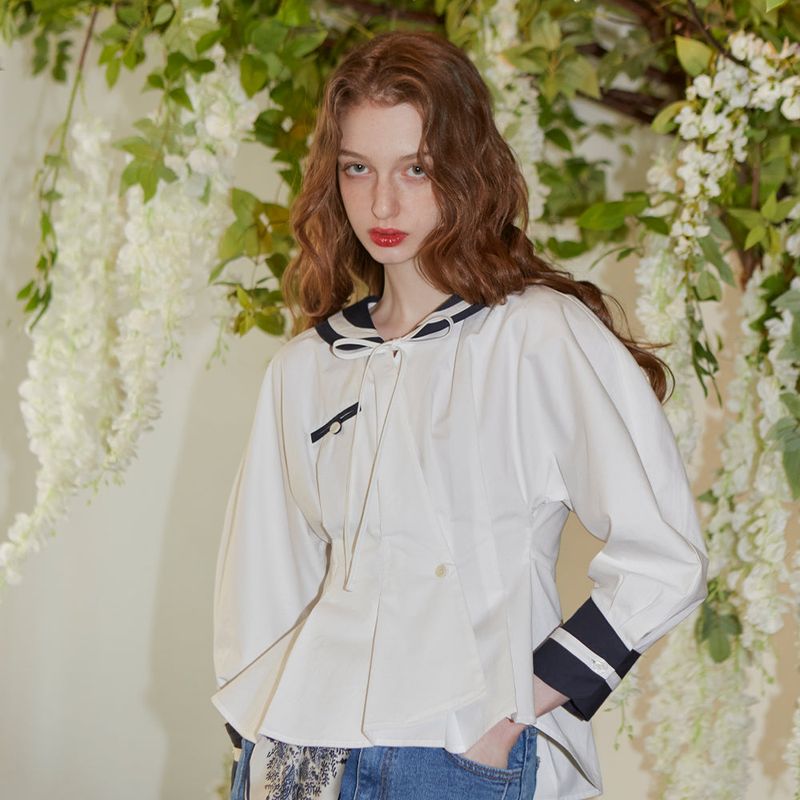 Sailor Long Sleeve Pocket Blouse