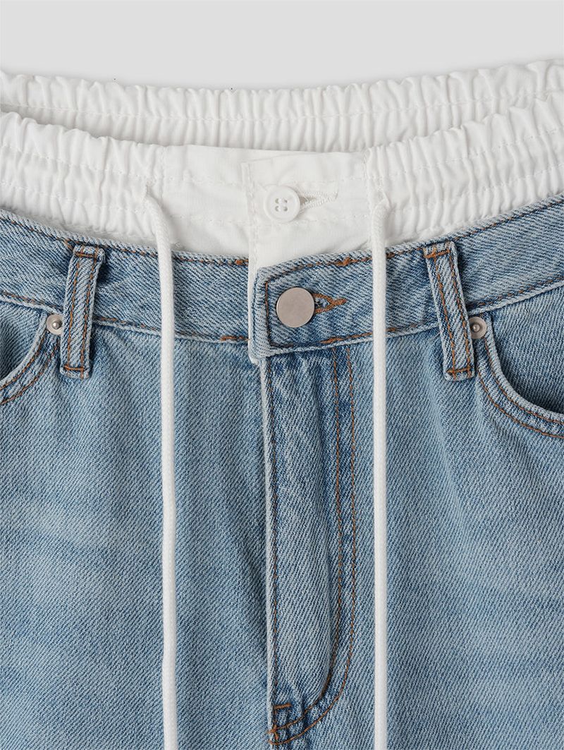 LAYERED BAND BERMUDA JEANS