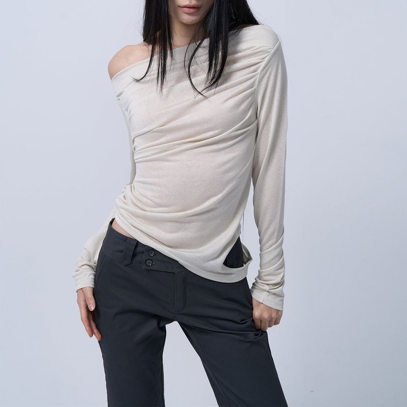LOW-RISE TWO BUTTON BOOTS CUT PANTS (CHARCOAL)