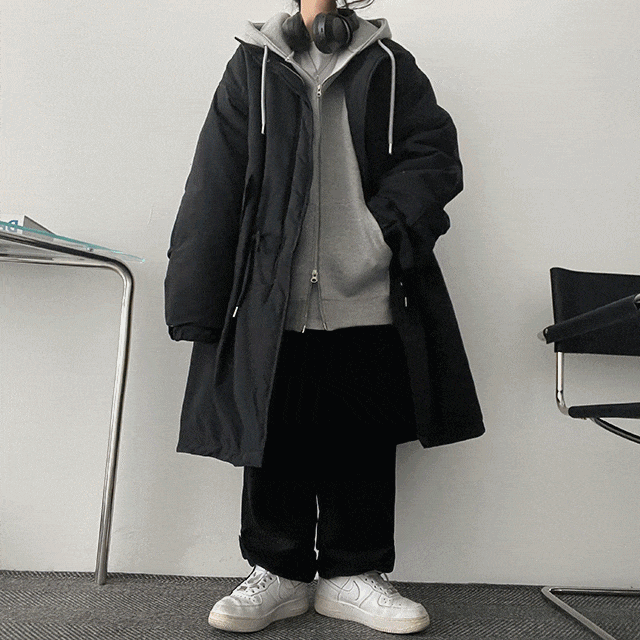 hijjoo（ハイチュー）の「[Padding lining] デインワンボキシーストリングロングボンバージャケットジャンパー（ジャケット/アウター）」