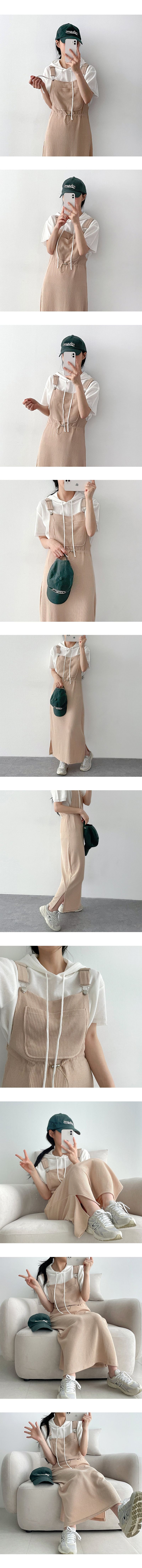 mint slit string suspenders dress