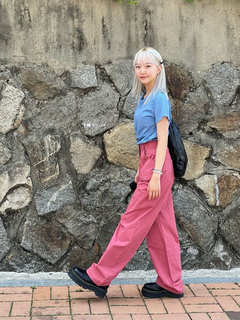 Vivid color cotton pants