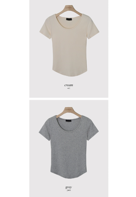 Soft Basic U-neck Slim Short Sleeve T-shirt (4color)