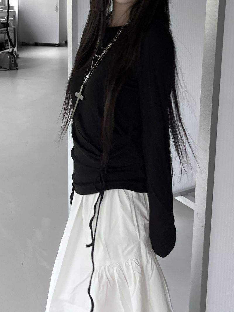 slim wrap shirring strap T (2color)