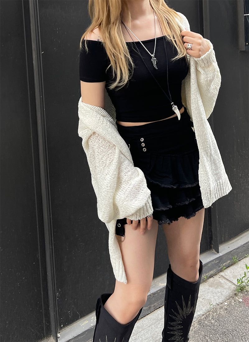 Cropped off-shoulder T-shirt