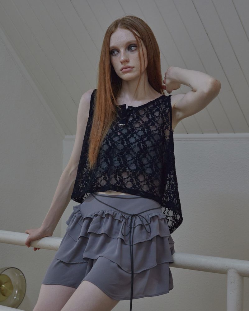 vintage lace bra top / gray