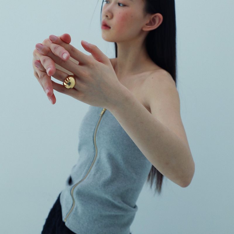 【MADE】 Gold one sided sphere ring