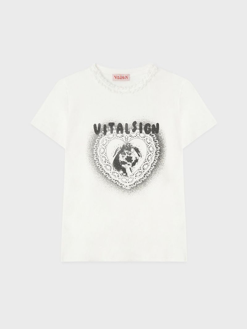 VITALSIGN（バイタルサイン）の「Heart Lace Rabbit T-shirt（Tops）」