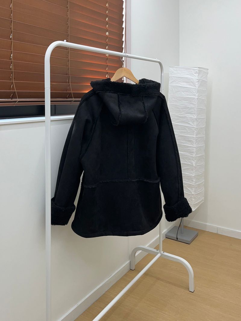 toggle hooded suede coat (one color)